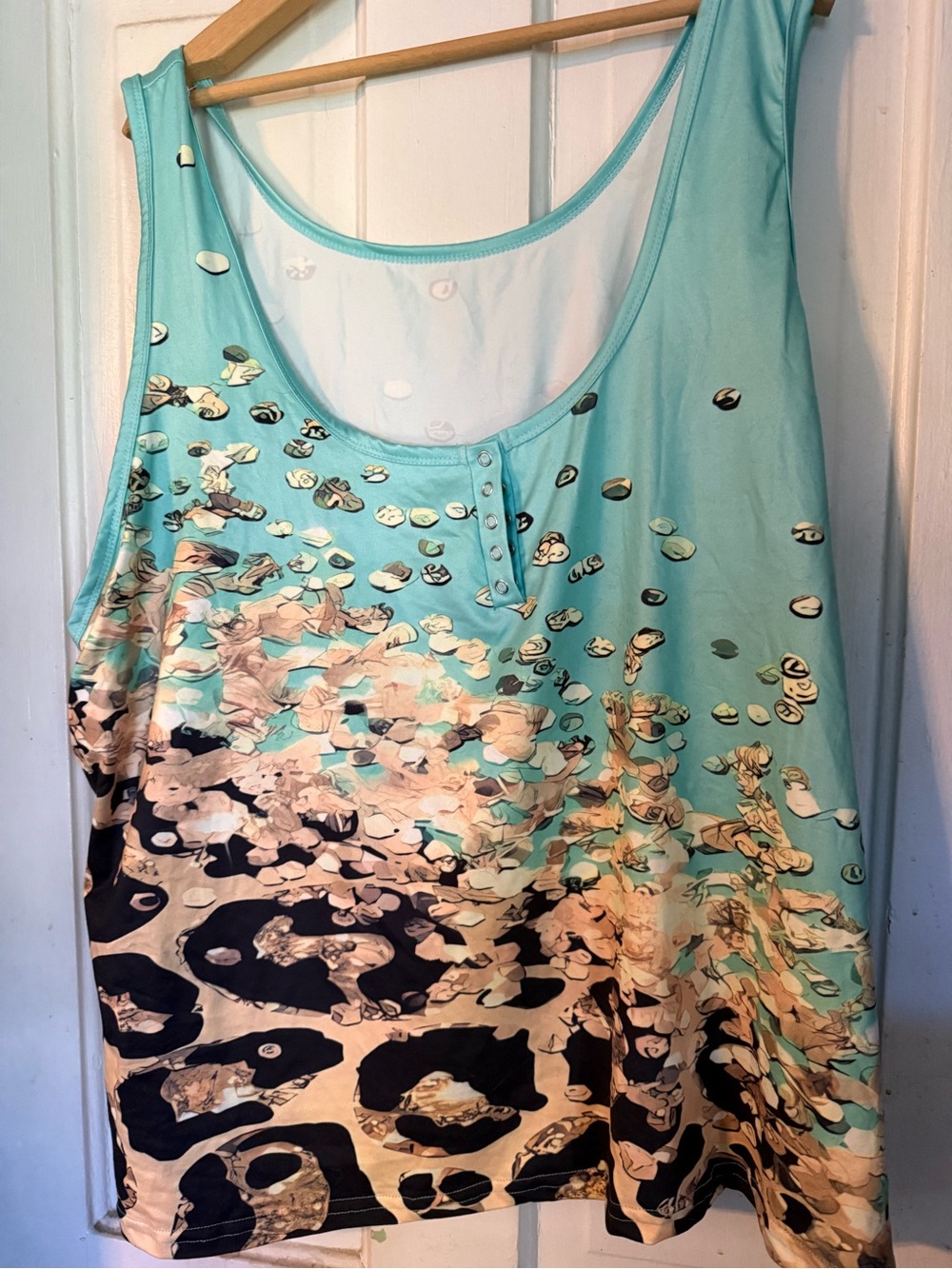 SHEIN Aqua Mixed-Print Scoop Neck Tank